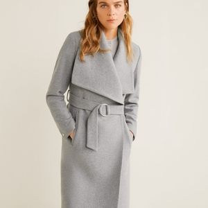 Mango gray double breast wool coat NWT